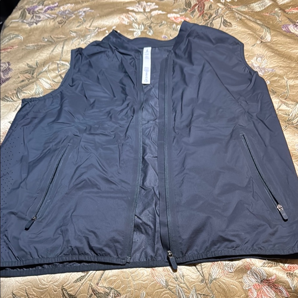 Navy Blue Sleeveless Zip-Up Vest